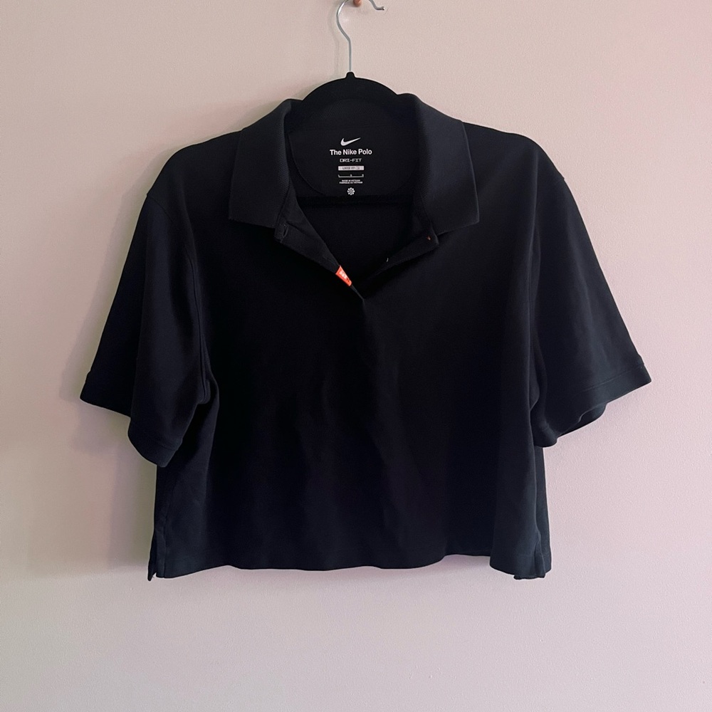 Nike Women's Black Cropped Polo Shirt